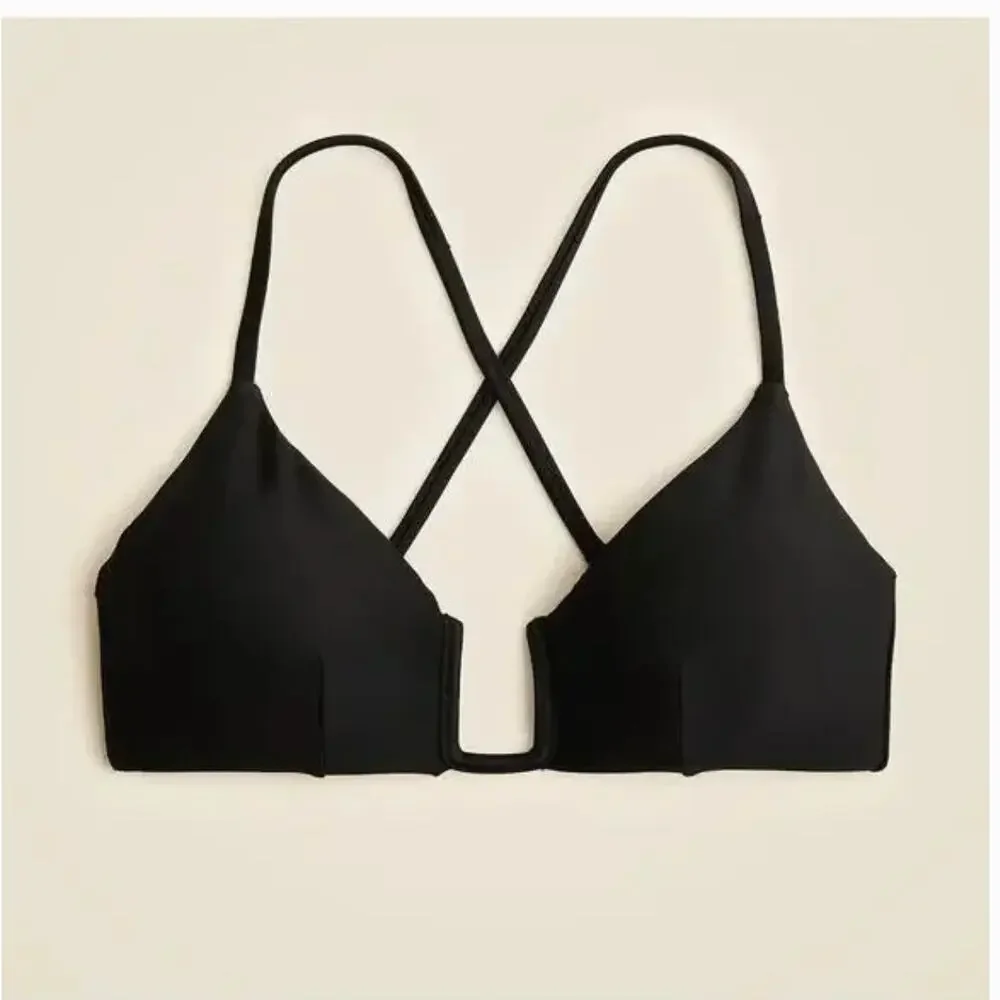 J.Crew Bikini Swim Suit Classic Sculpt Mira Top S Black NWT CJ786 J.Crew